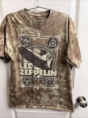 Vintage Led Zeppelin Graphic Tee - Brown Tie-Dye
